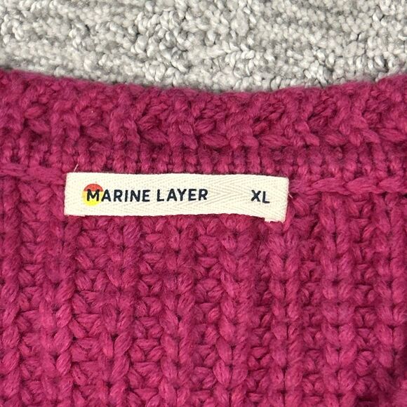 Marine Layer Sweater Womens XL Rose Violet Oversized Crew Merino Wool Ribbed - Picture 3 of 8
